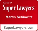 Super Lawyers logo; red background, white text: "Super Lawyers" "Martin Schiowitz", "SuperLawyers.com".